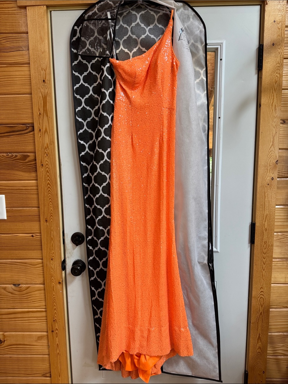 Elegant Orange Sequin Slip Dress - Women's Evening Gown